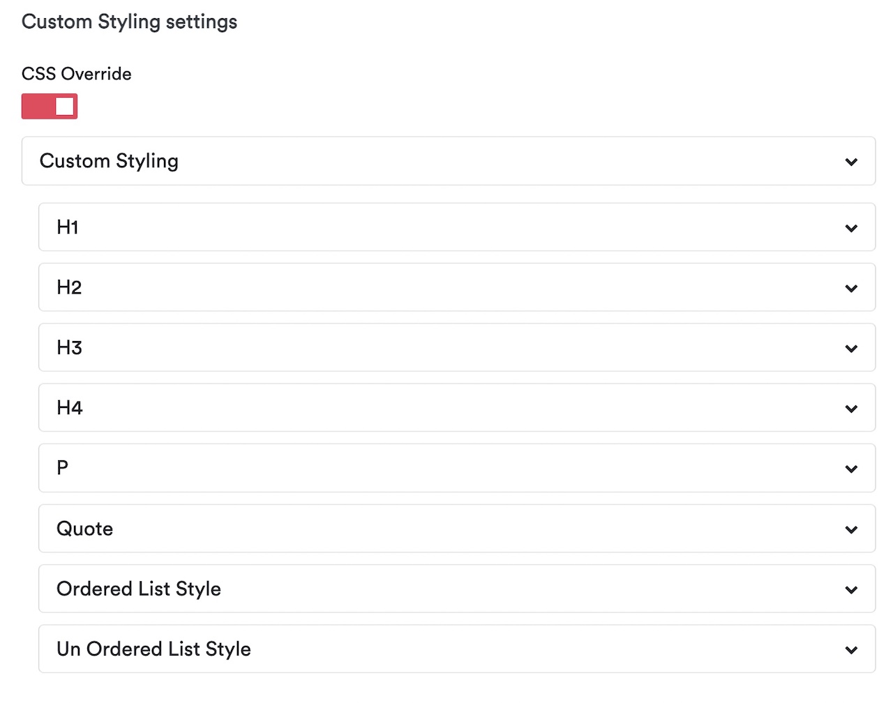 Quickblog | Global Styling Settings